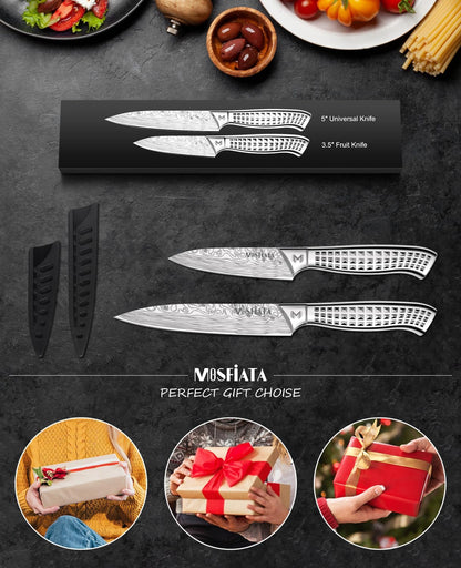 Kitchen Knife Set, Japanese Stainless Steel Knife Sets for Kitchen with Oxford cloth storage bag with Knife Sharpening Rod, Dishwasher Safe, For Outdoor