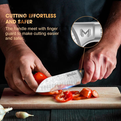Kitchen Knife Set, Japanese Stainless Steel Knife Sets for Kitchen with Oxford cloth storage bag with Knife Sharpening Rod, Dishwasher Safe, For Outdoor