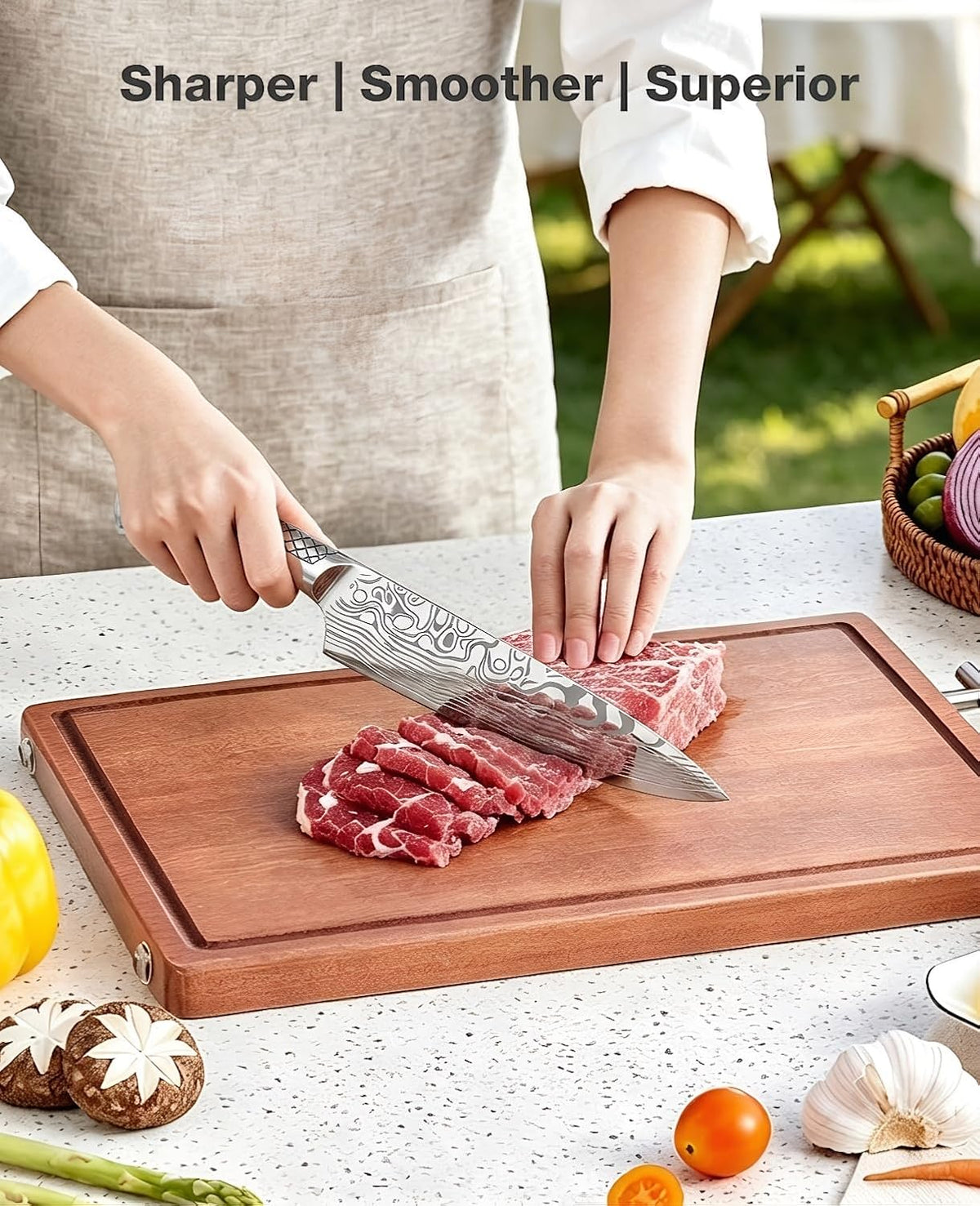 Kitchen Knife Set, Japanese Stainless Steel Knife Sets for Kitchen with Oxford cloth storage bag with Knife Sharpening Rod, Dishwasher Safe, For Outdoor