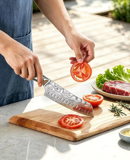 Kitchen Knife Set, Japanese Stainless Steel Knife Sets for Kitchen with Oxford cloth storage bag with Knife Sharpening Rod, Dishwasher Safe, For Outdoor
