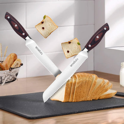 Kitchen Knife Set, Japanese Stainless Steel Knife Sets for Kitchen with Oxford cloth storage bag with Knife Sharpening Rod, Dishwasher Safe, For Outdoor