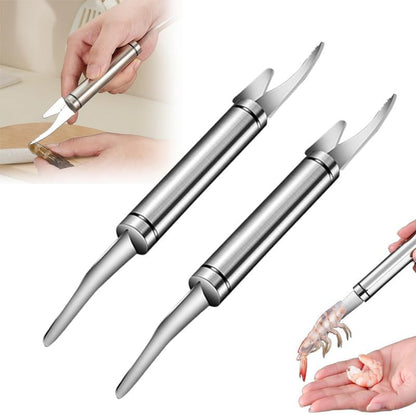 5 In 1 Multifunctional Shrimp Line Fish Maw Knife, 2024 New Stainless Steel Shrimp Deveining Tool Fish Scale Remover, Portable Shrimp Deveiner Tool and Peeler, Oyster Shucking Knife for Kitchen