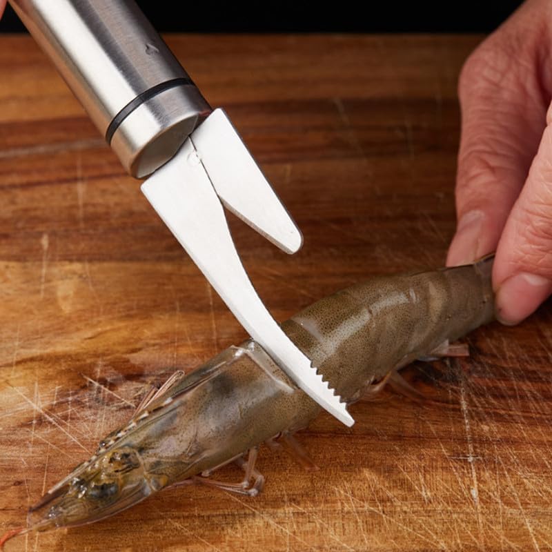 5 In 1 Multifunctional Shrimp Line Fish Maw Knife, 2024 New Stainless Steel Shrimp Deveining Tool Fish Scale Remover, Portable Shrimp Deveiner Tool and Peeler, Oyster Shucking Knife for Kitchen