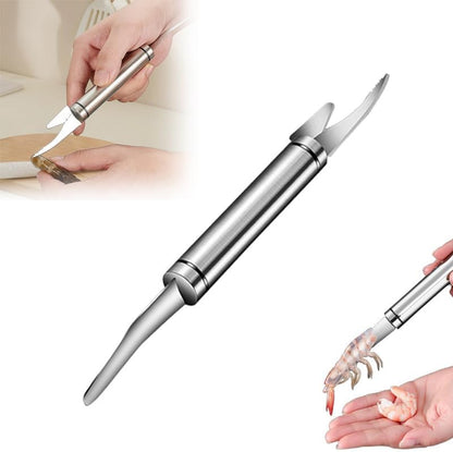 5 In 1 Multifunctional Shrimp Line Fish Maw Knife, 2024 New Stainless Steel Shrimp Deveining Tool Fish Scale Remover, Portable Shrimp Deveiner Tool and Peeler, Oyster Shucking Knife for Kitchen