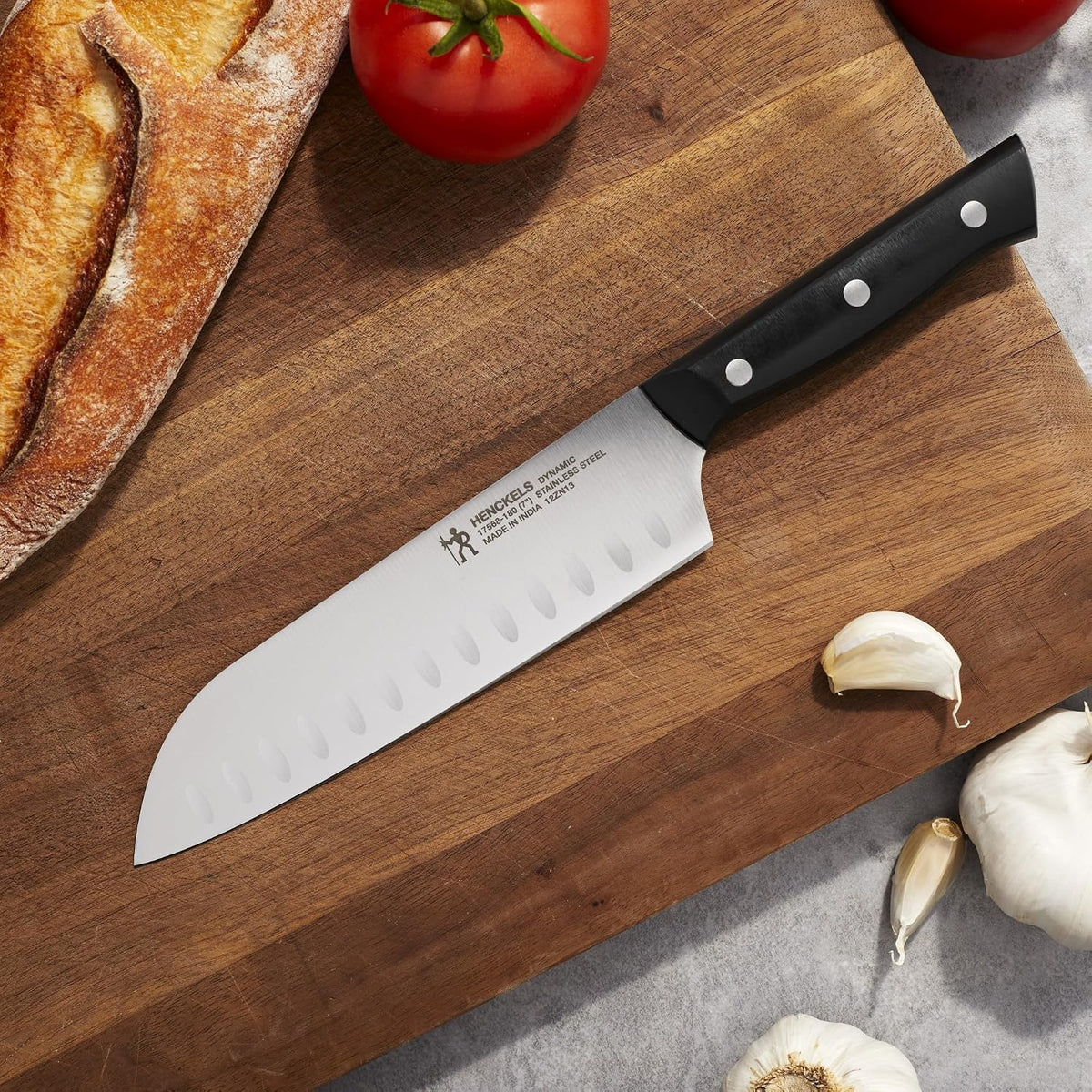 Dynamic Razor-Sharp Hollow Edge Santoku Knife 5 inch, German Engineered Informed by 100+ Years of Mastery