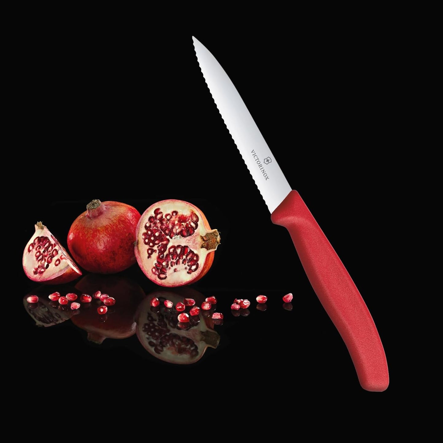 VIC-6.7731 Swiss Classic Paring 4" Serrated Spear Point Blade 5/8" Width at Handle Red
