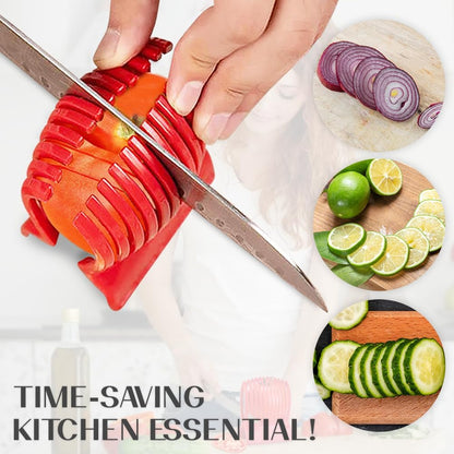 Multiuse Tomato Slicer Holder with Firm Grip Ergonomic 13 Dividers Design for Precise Cuts Slicing Shredding Tomatoes Lemons Potatoes Round Fruits Vegetables with Bonus eBook