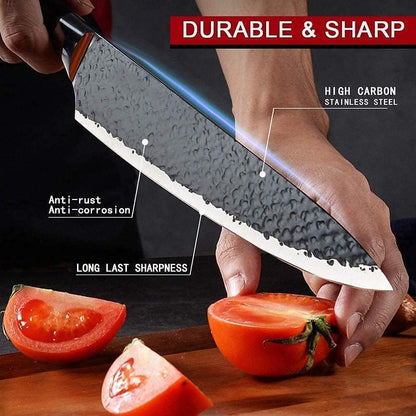 6 Pieces Black Professional Chef Knife Set with Stainless Steel Cutlery