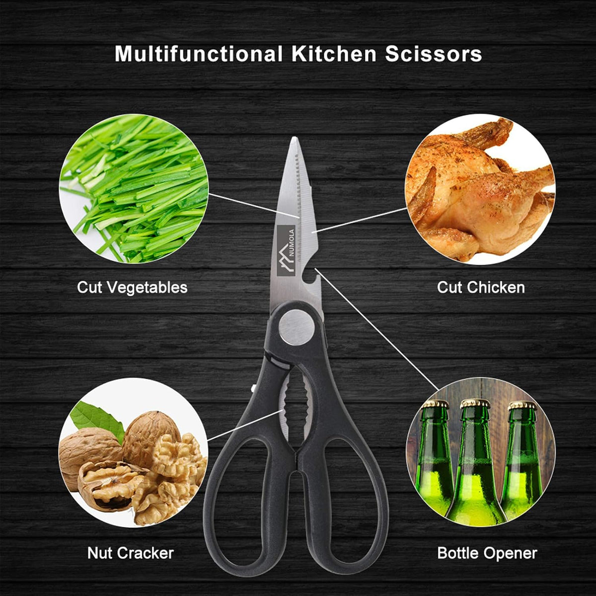6 Pieces Black Professional Chef Knife Set with Stainless Steel Cutlery