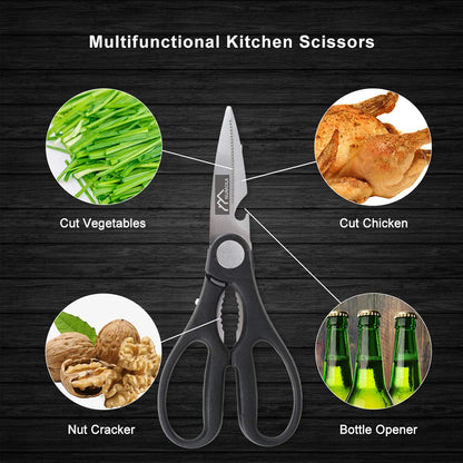 6 Pieces Black Professional Chef Knife Set with Stainless Steel Cutlery