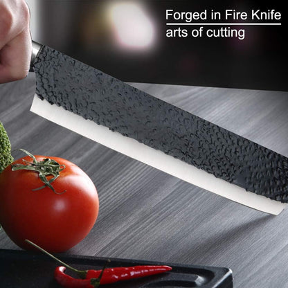 6 Pieces Black Professional Chef Knife Set with Stainless Steel Cutlery