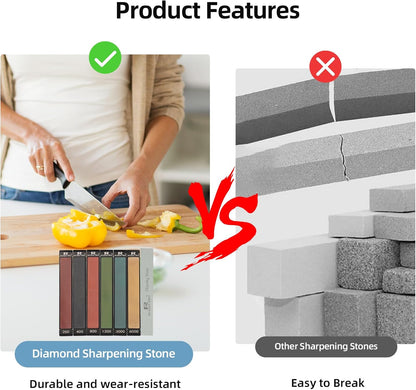 6PCS Diamond Sharpening Stones, #200#400#800#1200#3000#6000 Grit for RX-008 RX-009 Knife Sharpening Fixed-Angle Kit, Professional Whetstone Kit for Kitchen Outdoor