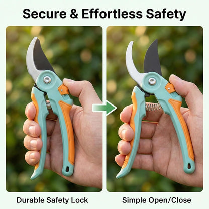 Pruning Shears 2-Pack — 8" Bypass Hand Pruner & 6.25" Precision Snips, SK5 Steel Blades with Non-Stick Coating, Lightweight Garden Shears for Roses, Flowers & Shrubs, Blue