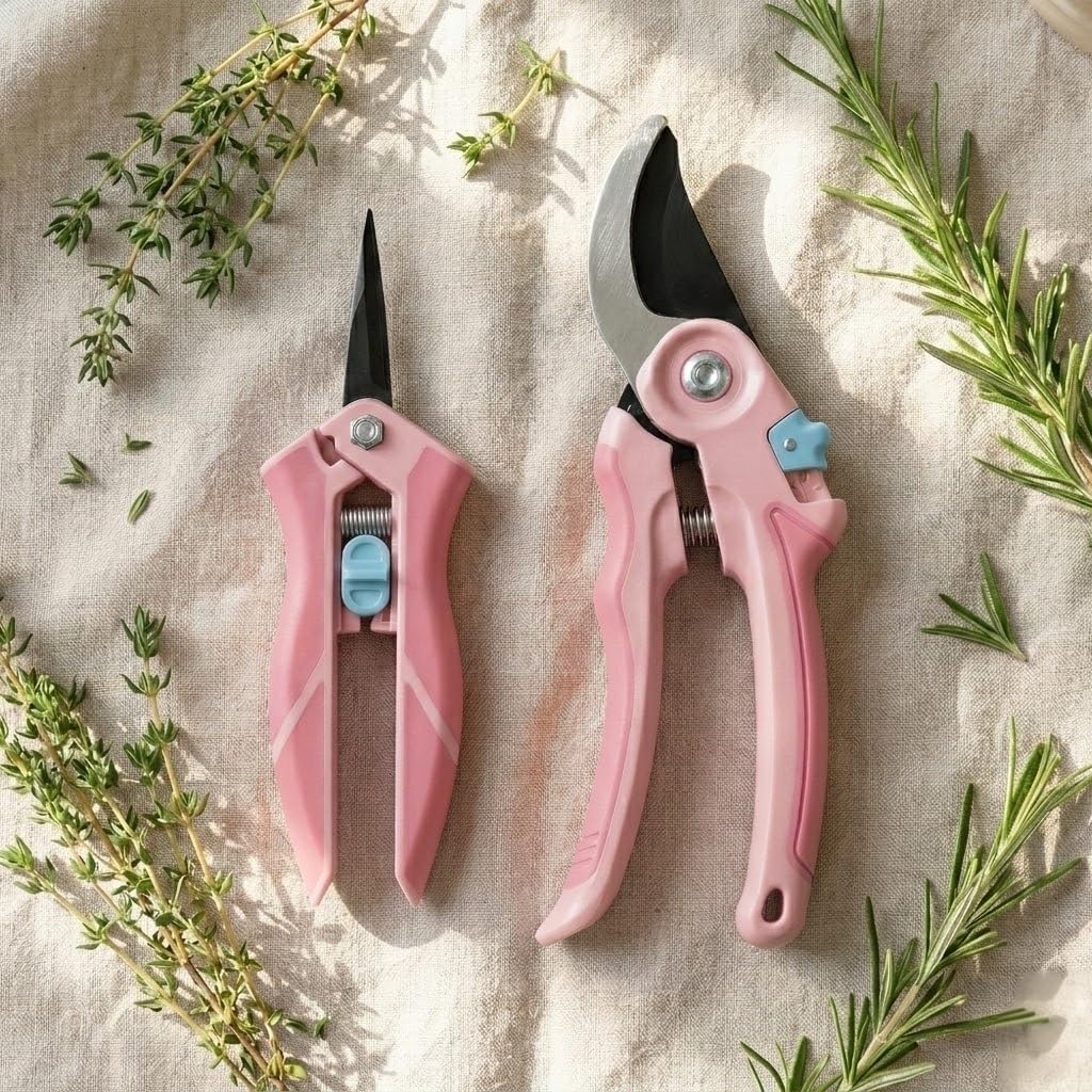 Pruning Shears 2-Pack — 8" Bypass Hand Pruner & 6.25" Precision Snips, SK5 Steel Blades with Non-Stick Coating, Lightweight Garden Shears for Roses, Flowers & Shrubs, Blue