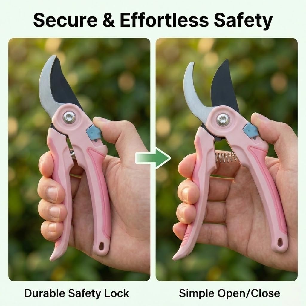 Pruning Shears 2-Pack — 8" Bypass Hand Pruner & 6.25" Precision Snips, SK5 Steel Blades with Non-Stick Coating, Lightweight Garden Shears for Roses, Flowers & Shrubs, Blue