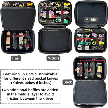 Knife Display Case, 28+ Folding Knife Holder, Pocket Knives Collection Storage Organizer, Multitool Knives Protector Box for Men Survival Tactical Hunting EDC (Case Only) Black