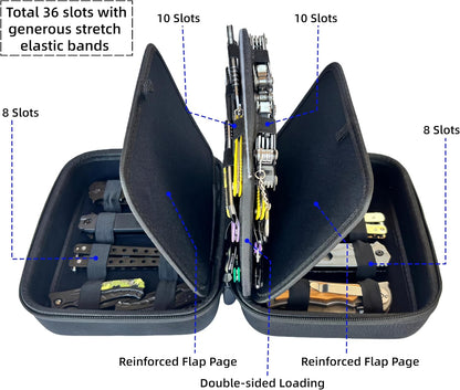 Knife Display Case, 28+ Folding Knife Holder, Pocket Knives Collection Storage Organizer, Multitool Knives Protector Box for Men Survival Tactical Hunting EDC (Case Only) Black