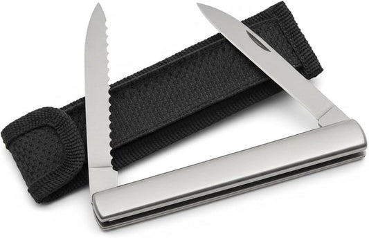 SZCO 4.5" Steel Harvest Folding Pocket Knife for Men – Compact EDC Small Pocket Knife with Dual Stainless Steel Blades Pocket Knives & Folding Knives with Sheath for Gardening, Camping, and Everyday Carry