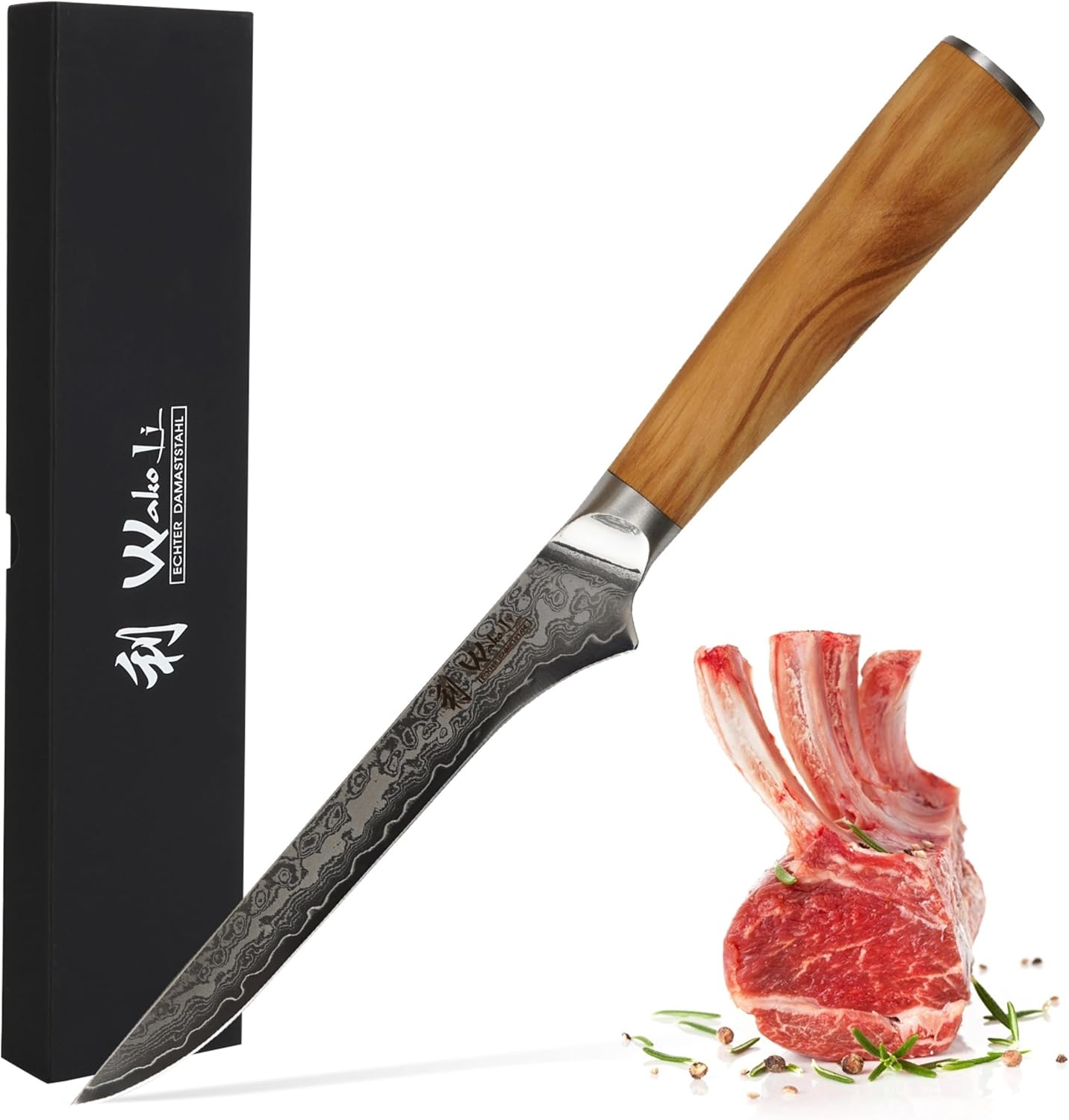Oribu Kiritsuke Chef Knife, 8-Inch VG10 Damascus, Olive Wood Handle | Precision kiritsuke kitchen knife for peeling fruit, trimming vegetables, shaping garnishes, and detailed kitchen preparation