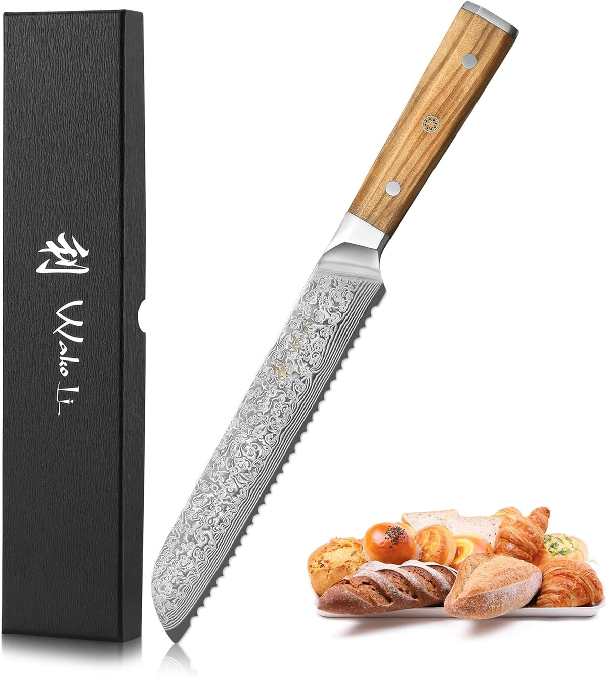 Oribu Kiritsuke Chef Knife, 8-Inch VG10 Damascus, Olive Wood Handle | Precision kiritsuke kitchen knife for peeling fruit, trimming vegetables, shaping garnishes, and detailed kitchen preparation
