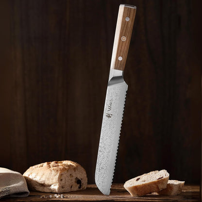 Oribu Kiritsuke Chef Knife, 8-Inch VG10 Damascus, Olive Wood Handle | Precision kiritsuke kitchen knife for peeling fruit, trimming vegetables, shaping garnishes, and detailed kitchen preparation