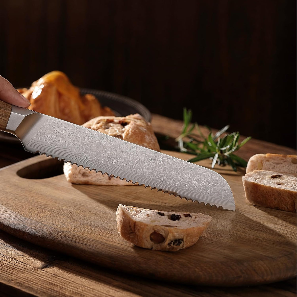 Oribu Kiritsuke Chef Knife, 8-Inch VG10 Damascus, Olive Wood Handle | Precision kiritsuke kitchen knife for peeling fruit, trimming vegetables, shaping garnishes, and detailed kitchen preparation