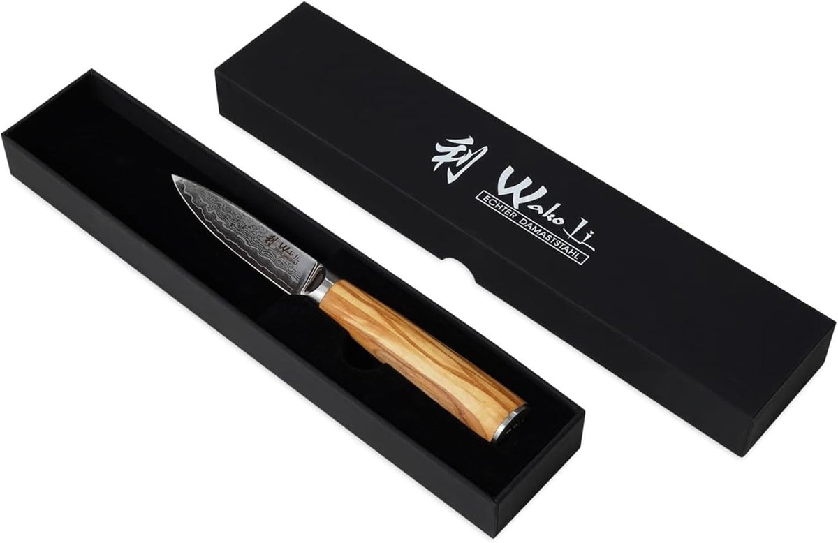 Oribu Kiritsuke Chef Knife, 8-Inch VG10 Damascus, Olive Wood Handle | Precision kiritsuke kitchen knife for peeling fruit, trimming vegetables, shaping garnishes, and detailed kitchen preparation