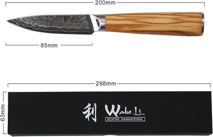 Oribu Kiritsuke Chef Knife, 8-Inch VG10 Damascus, Olive Wood Handle | Precision kiritsuke kitchen knife for peeling fruit, trimming vegetables, shaping garnishes, and detailed kitchen preparation