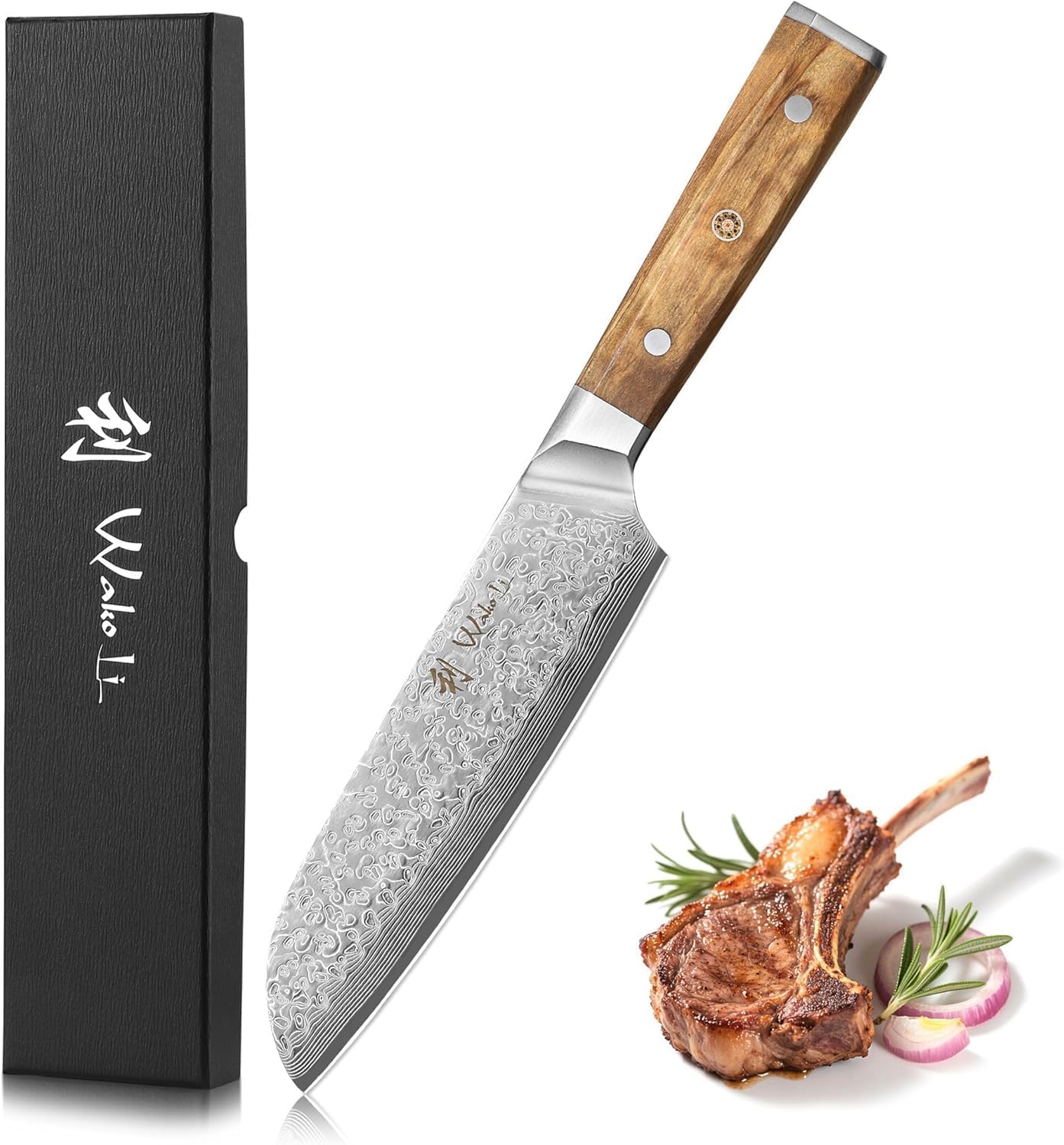 Oribu Kiritsuke Chef Knife, 8-Inch VG10 Damascus, Olive Wood Handle | Precision kiritsuke kitchen knife for peeling fruit, trimming vegetables, shaping garnishes, and detailed kitchen preparation