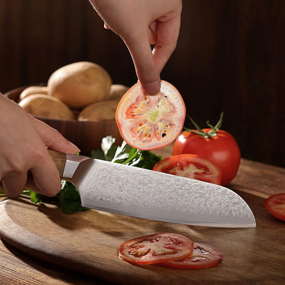 Oribu Kiritsuke Chef Knife, 8-Inch VG10 Damascus, Olive Wood Handle | Precision kiritsuke kitchen knife for peeling fruit, trimming vegetables, shaping garnishes, and detailed kitchen preparation