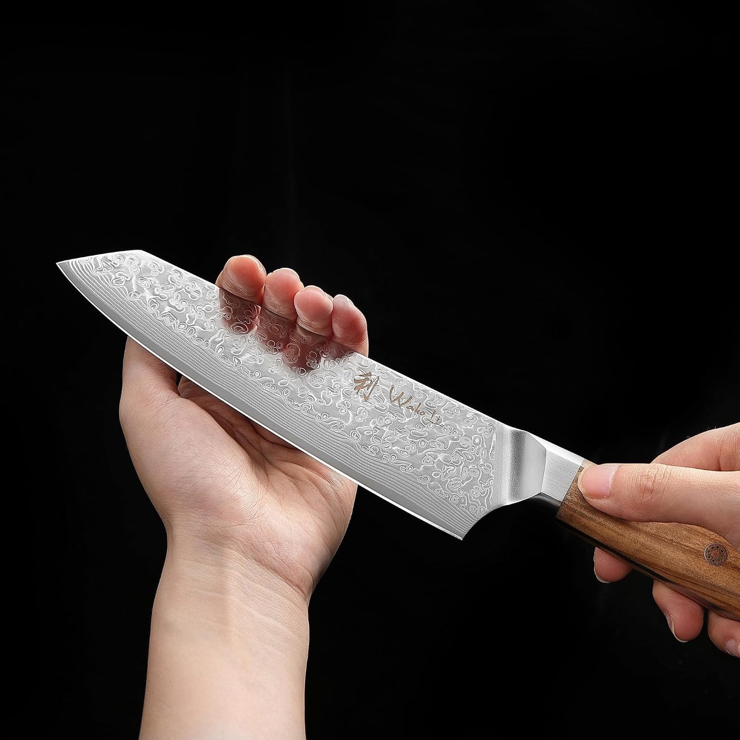 Oribu Kiritsuke Chef Knife, 8-Inch VG10 Damascus, Olive Wood Handle | Precision kiritsuke kitchen knife for peeling fruit, trimming vegetables, shaping garnishes, and detailed kitchen preparation