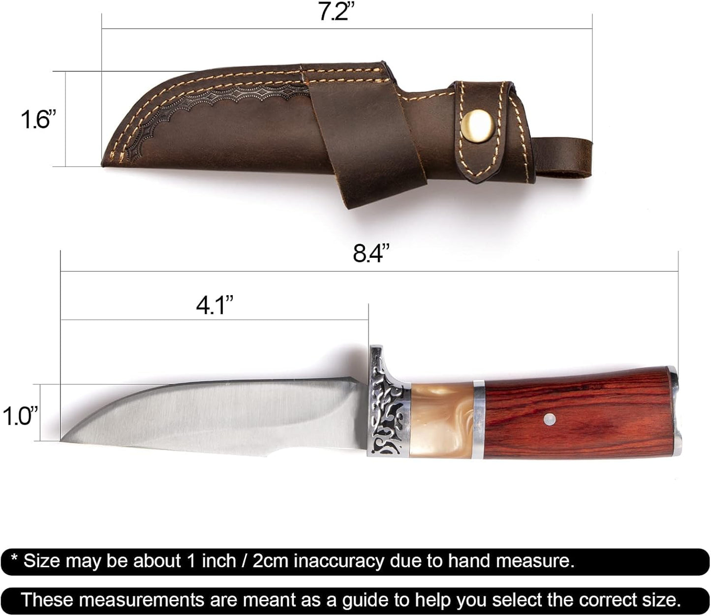 Horizontal Knife Sheath for belt EDC Compact Draw Knife Holster Dark Brown