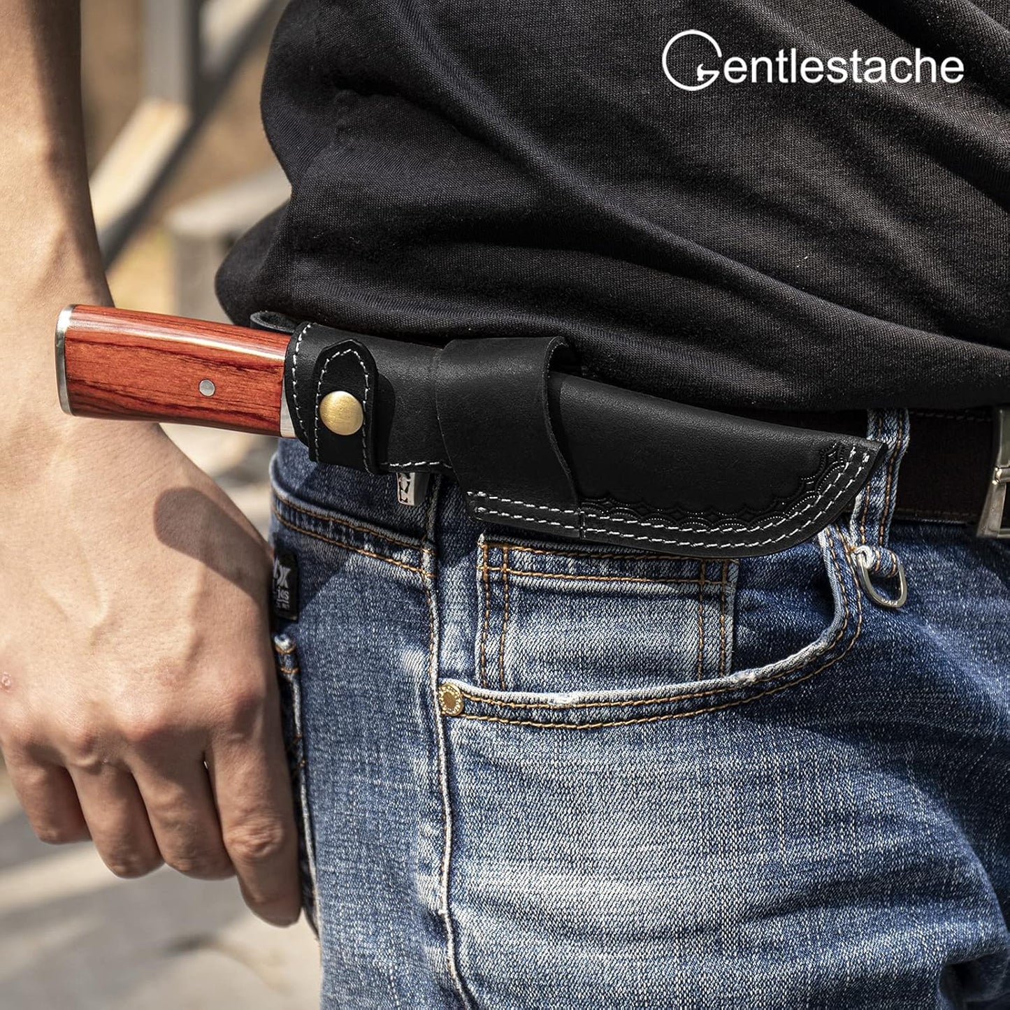 Horizontal Knife Sheath for belt EDC Compact Draw Knife Holster Dark Brown