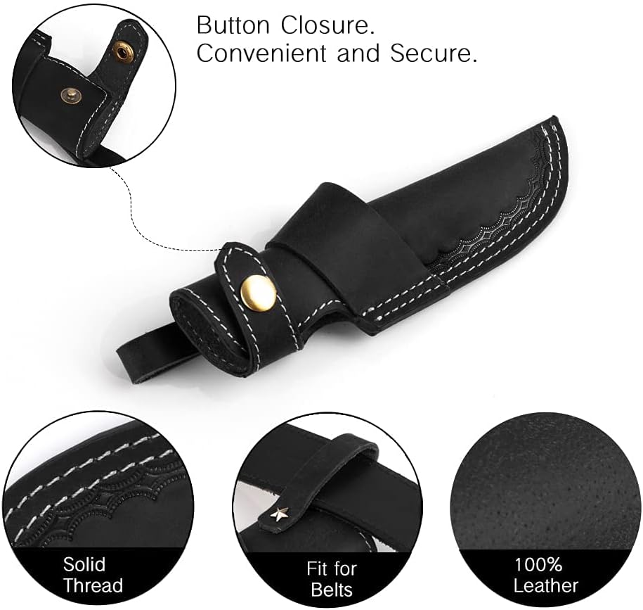 Horizontal Knife Sheath for belt EDC Compact Draw Knife Holster Dark Brown