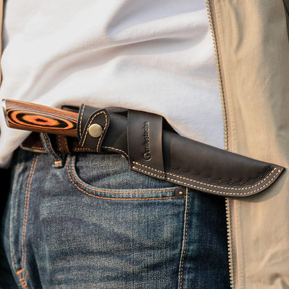 Horizontal Knife Sheath for belt EDC Compact Draw Knife Holster Dark Brown