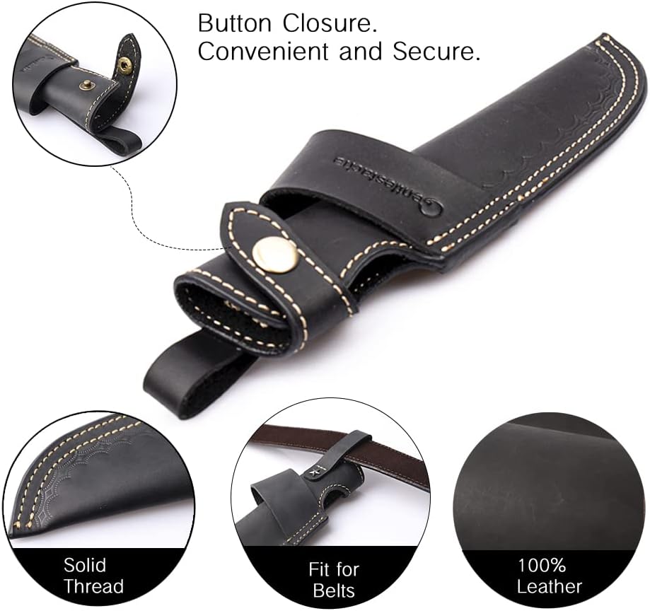 Horizontal Knife Sheath for belt EDC Compact Draw Knife Holster Dark Brown