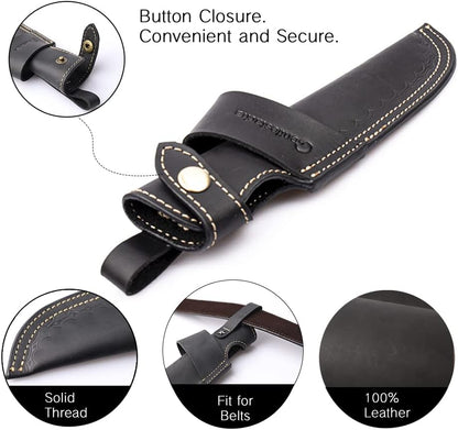 Horizontal Knife Sheath for belt EDC Compact Draw Knife Holster Dark Brown