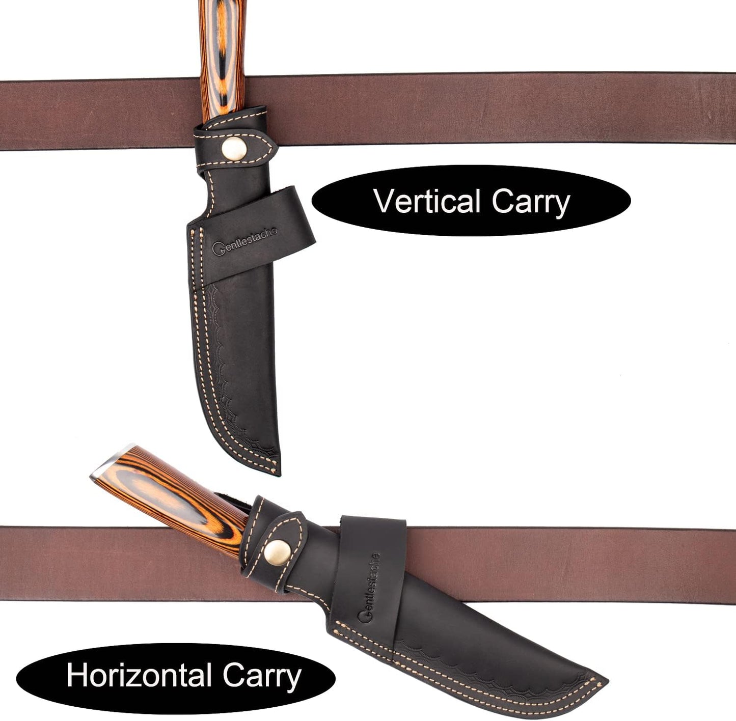 Horizontal Knife Sheath for belt EDC Compact Draw Knife Holster Dark Brown