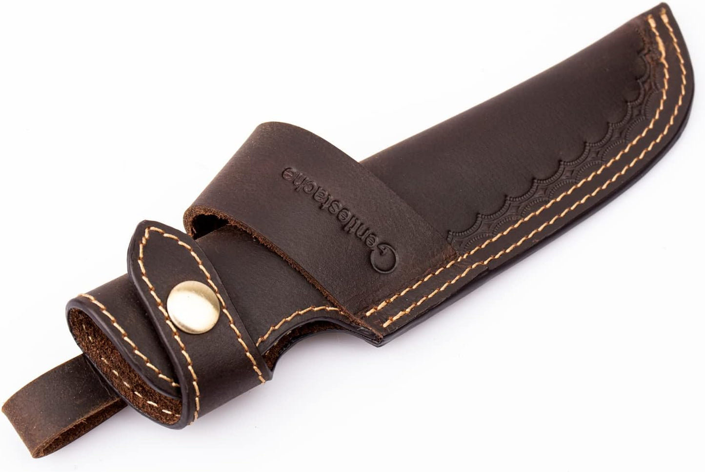 Horizontal Knife Sheath for belt EDC Compact Draw Knife Holster Dark Brown