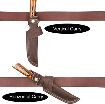 Horizontal Knife Sheath for belt EDC Compact Draw Knife Holster Dark Brown
