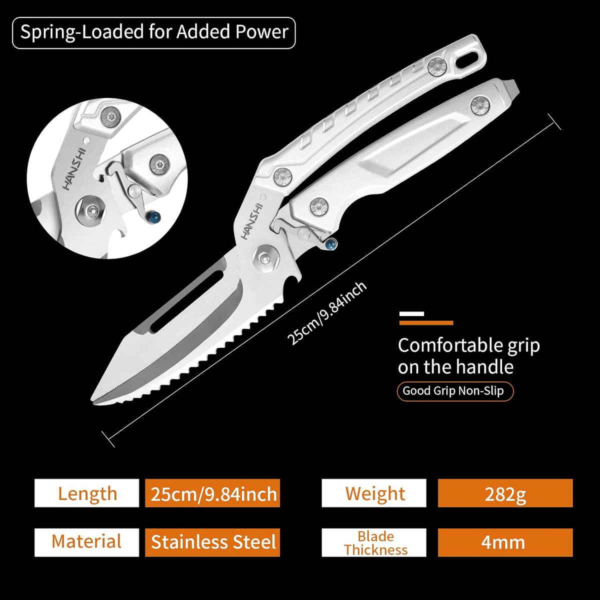 Detachable Poultry Shears for Food Cutting Heavy Duty Stainless Steel Kitchen Scissors for Chicken, Bone, Meat, Turkey, Fish,Multi Purpose Scissor for Cooking (Silver)