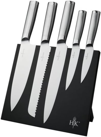 6-Piece Stainless Steel Cutlery Knife Set with Magnetic Storage Board, Dishwasher-Safe Knives