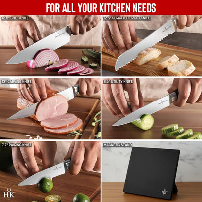 6-Piece Stainless Steel Cutlery Knife Set with Magnetic Storage Board, Dishwasher-Safe Knives