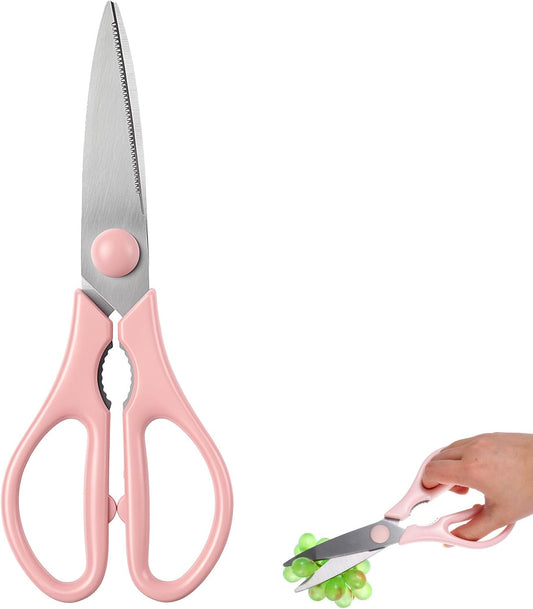 Pink Kitchen Scissors for Food Pink Cooking Scissors | Cooking Kitchen Shears Set for Cutting Chicken Meat Fish Vegetables Heavy Duty Stainless Steel Utensils