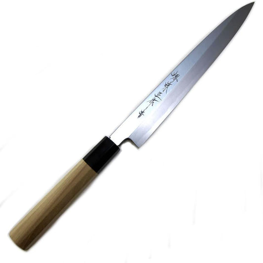 .com Sakai Ajimasa, Genuine Sakai-Manufactured, 9.4" (240mm) Kasumi Blue Steel Yanagiba Sushi Knife