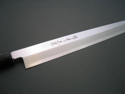 .com Sakai Ajimasa, Genuine Sakai-Manufactured, 9.4" (240mm) Kasumi Blue Steel Yanagiba Sushi Knife