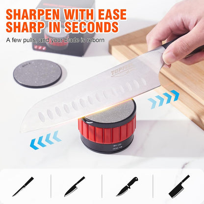 Knife Sharpener With Suction Cup, Round Blade Sharpener With 2 Pcs Double-Sided Diamond Grinding Discs, Handheld Knives Sharpener Kit for All Knives Including Kitchen Knives, Pocket, Scissors