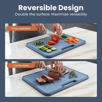 Plastic Cutting Board Set with Holder, Non-Slip Chopping Boards for Kitchen, Dishwasher Safe, Essential Kitchen Gadgets, 3 Pack, Green