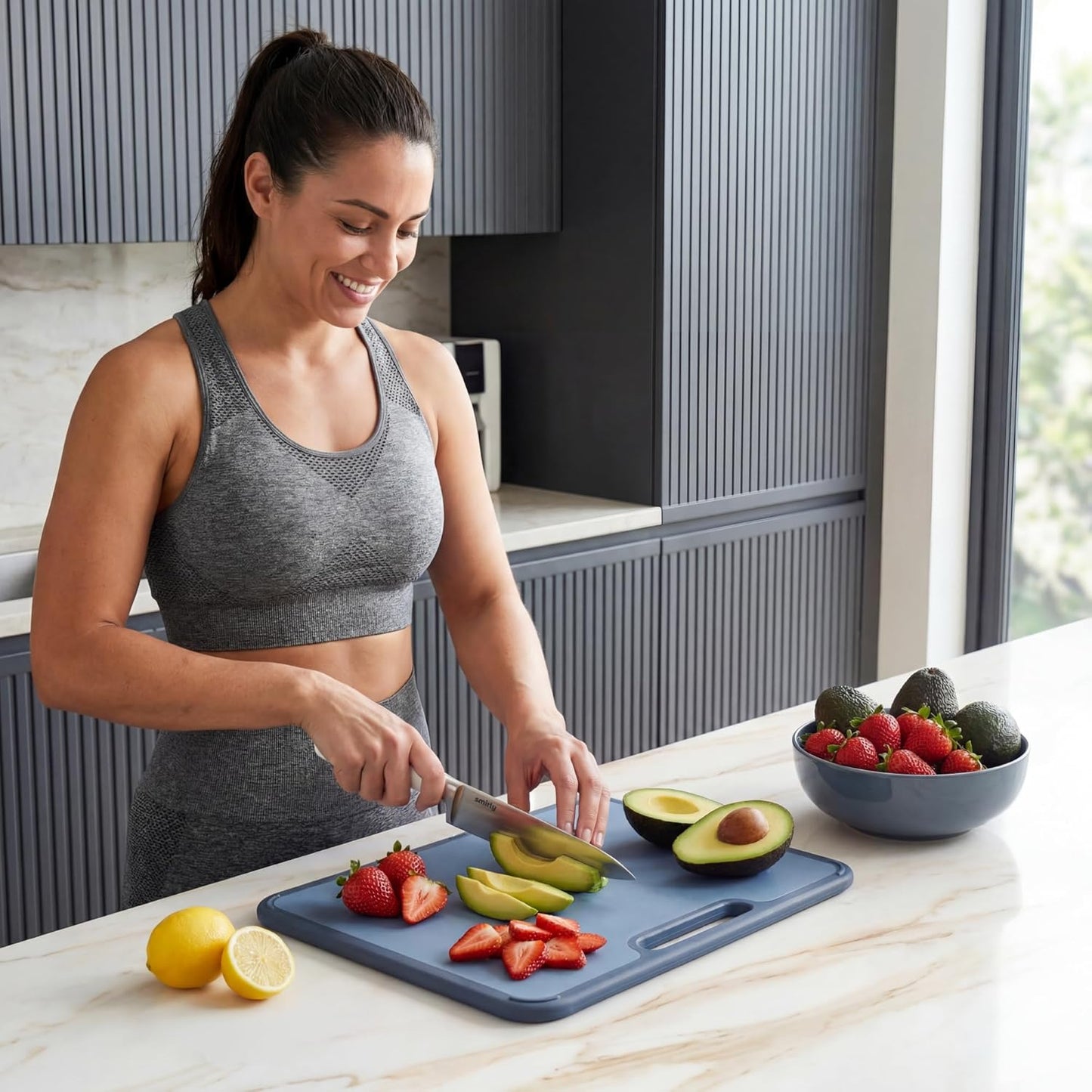 Plastic Cutting Board Set with Holder, Non-Slip Chopping Boards for Kitchen, Dishwasher Safe, Essential Kitchen Gadgets, 3 Pack, Green