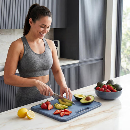 Plastic Cutting Board Set with Holder, Non-Slip Chopping Boards for Kitchen, Dishwasher Safe, Essential Kitchen Gadgets, 3 Pack, Green